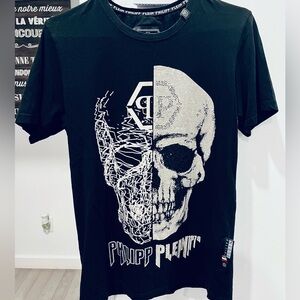 Philipp Plein Black and White Skull T-Shirt